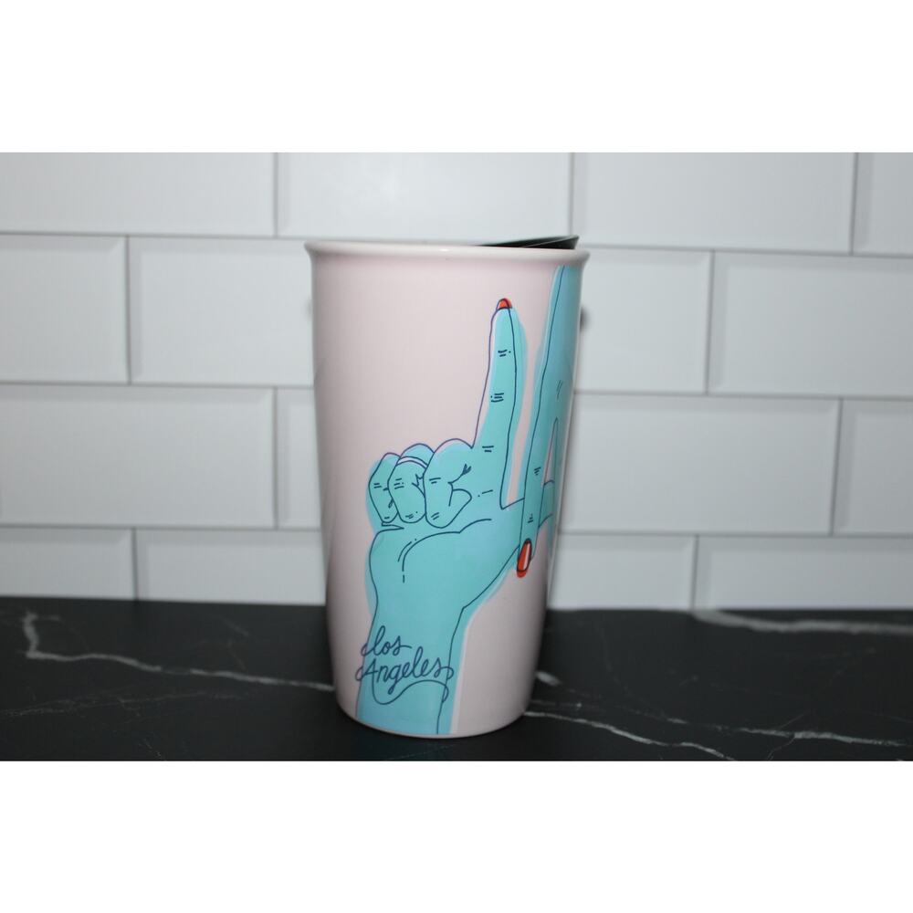 Starbucks Los Angeles Ceramic Mug 12oz LA Hands Design Rare Discontinued